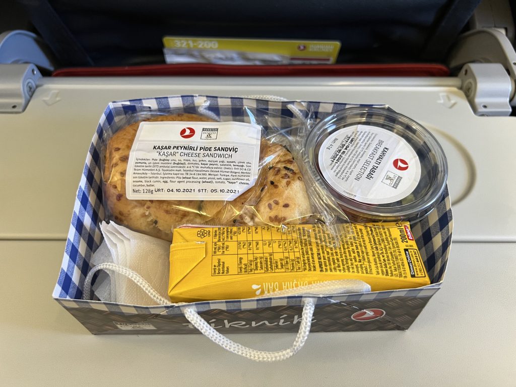 Turkish A321 Economy Food Wrapped