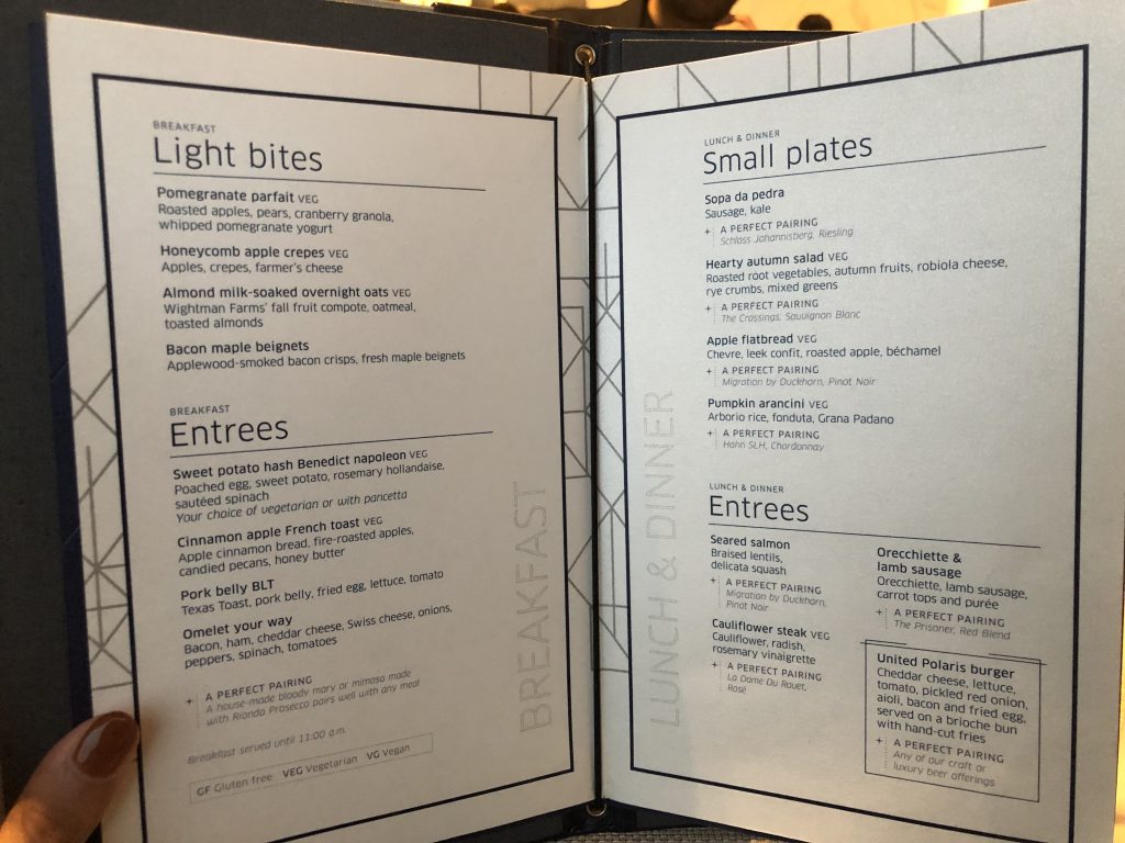 United Polaris Lounge Food Menu