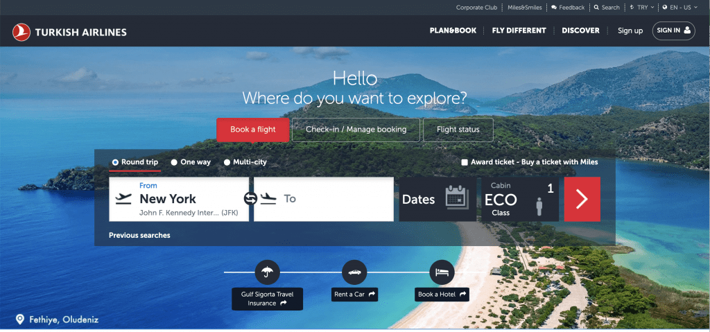 Turkish Airlines Homepage